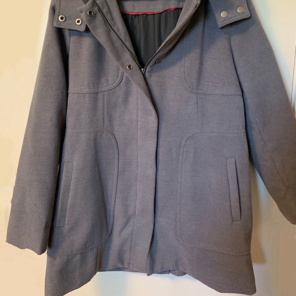 Merona Grey Wool Buttonup Mid Length Coat w/ Hood